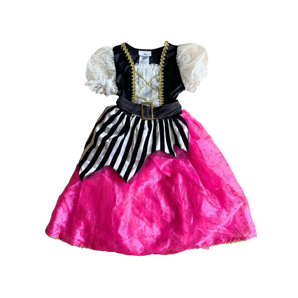 Disney Parks Girls Pirate Costume Dress S Pink Black Gold Halloween Princess